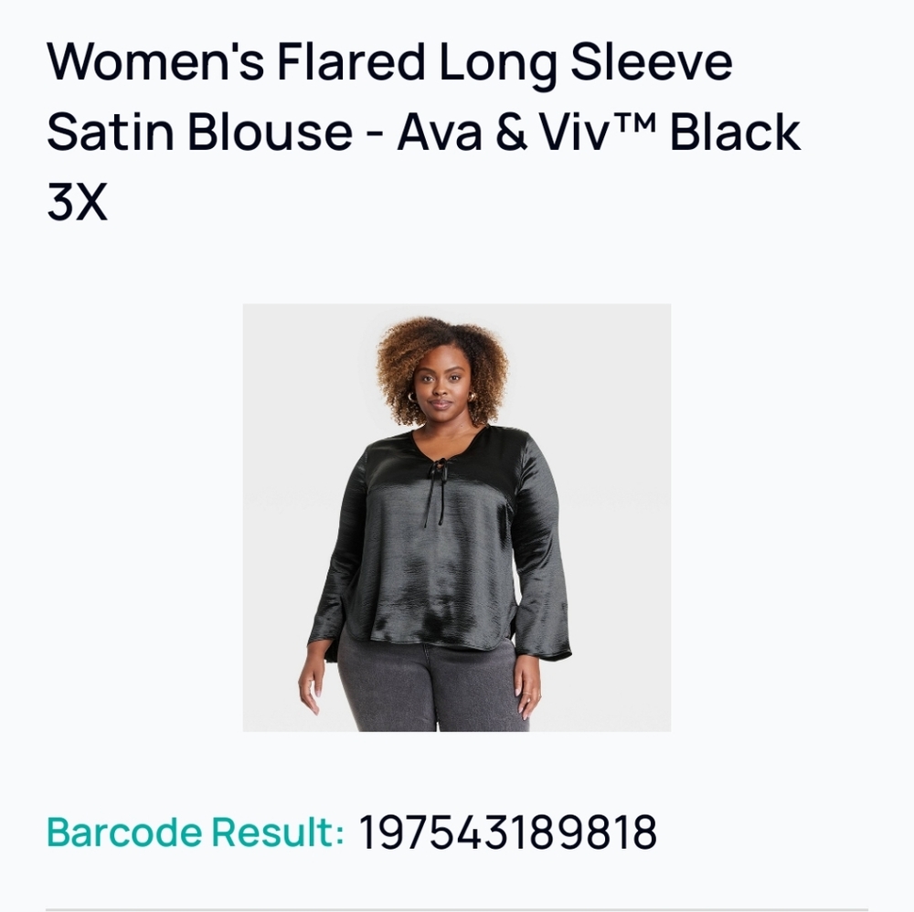 #2690 Ava & Viv Black Satin Flared Sleeve Top - Picture 2 of 7